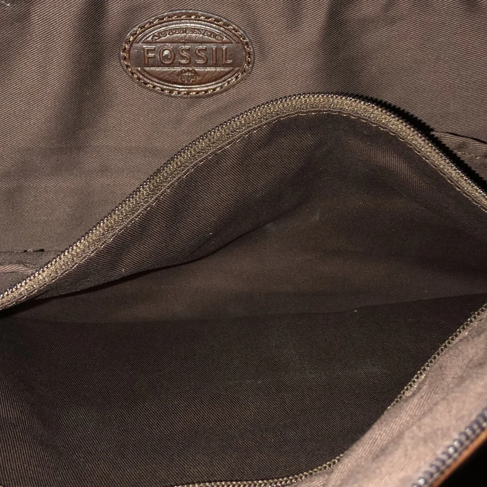 Fossil Dark Brown Leather Messenger Bag - Picture 3 of 5